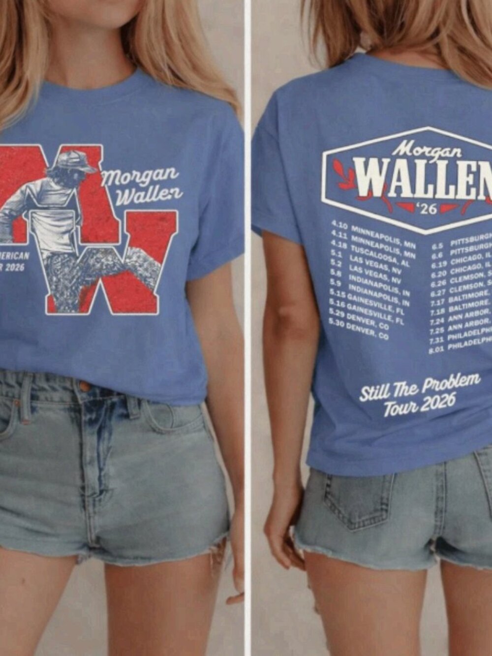 Morgan Wallen Still The Problem Tour 2026 Blue Graphic T-Shirt